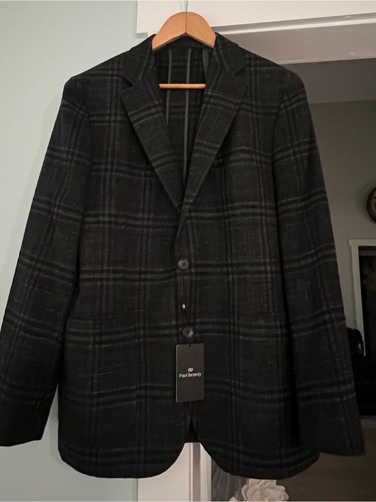 Paul Betenly Other - Paul Betenly Layton Sport Coat Men's Charcoal Jade Green Windowpane Blazer 42R